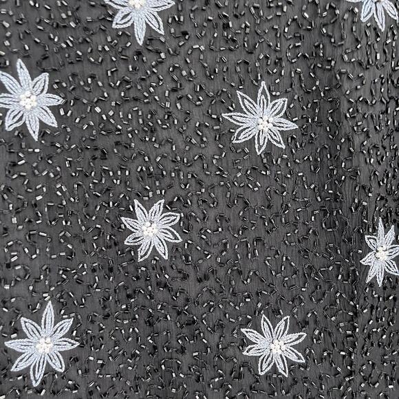 Cote d Azur Silk Beaded Flower Old Money Black Y2K Blouse Country Women’s 3X - Picture 5 of 10